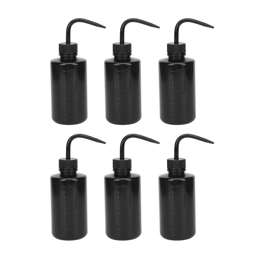 (Black) 6x 250ml Schwarz Tattoo-Squeezeflasche schmales Maul