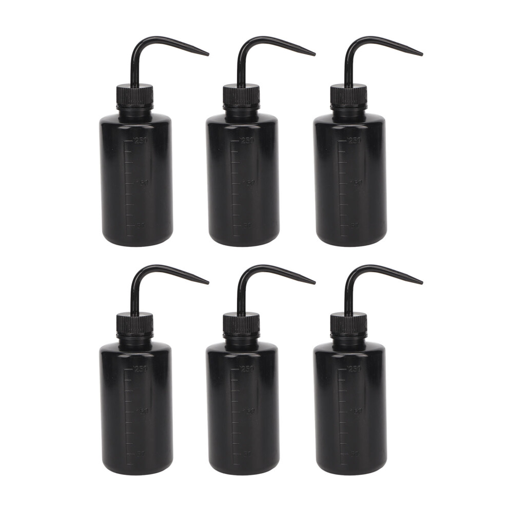 Black (Black) 6Pcs Safety Wash Bottle 250Ml Tattoo Squeeze Bottle Narrow Mouth