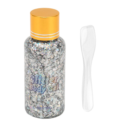 Gesichtsglitter-Gel Silber Selbstklebend 1.1oz