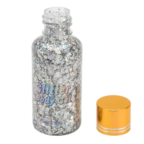 Gesichtsglitter-Gel Silber Selbstklebend 1.1oz 2