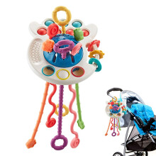 Oktopus Zugfeder-Spielzeug – Lebensmittelechtes Silikon Sensorisches Baby-Reiseaktivitätsgeschenk