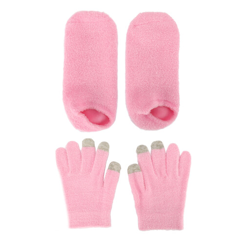 Rosa Touchscreen-Spa-Handschuhe für Hände & Füße