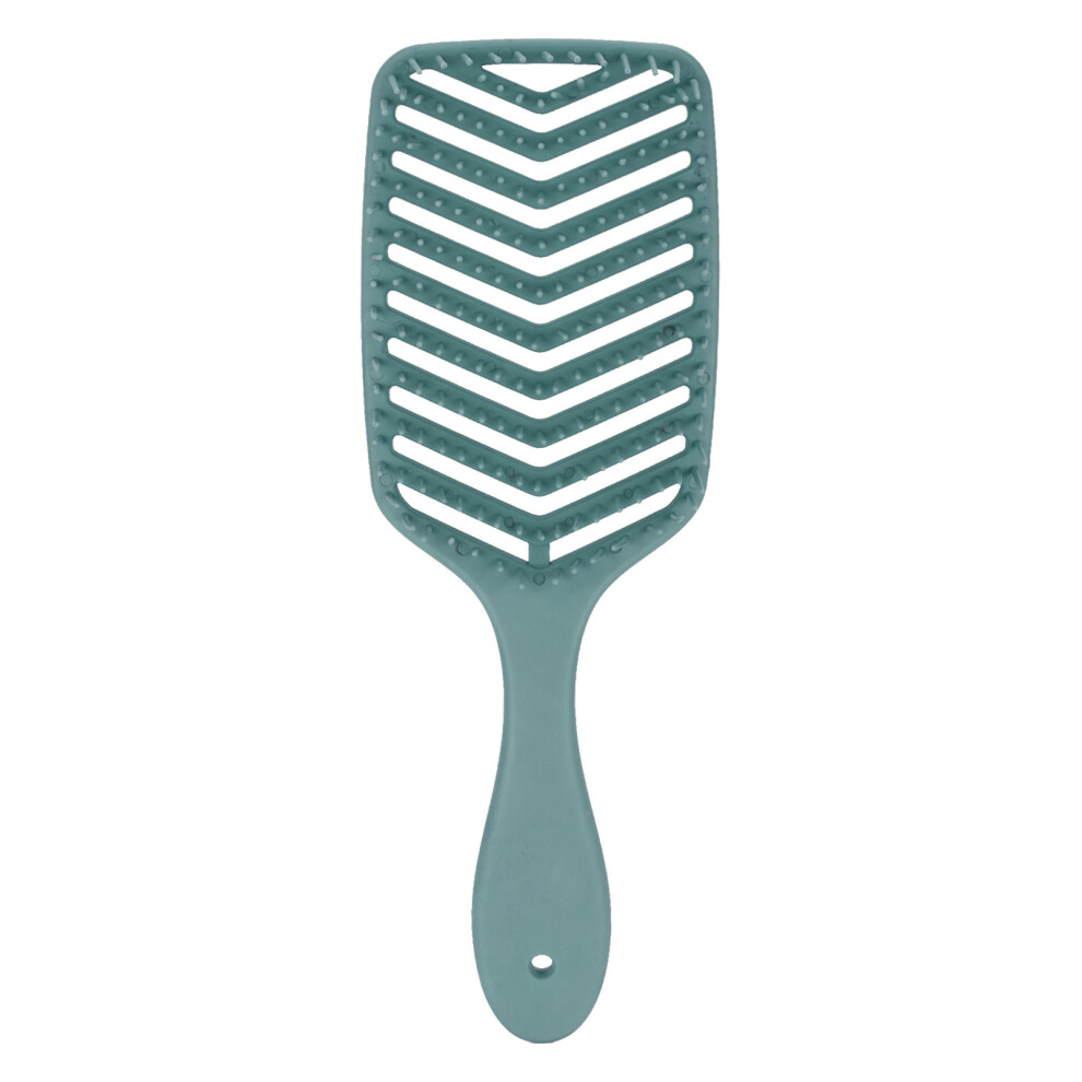 Unisex Green (Dark ) Hollow Hair Brush Detangling Wet Dry Use Fast Blow Drying Curved Comb