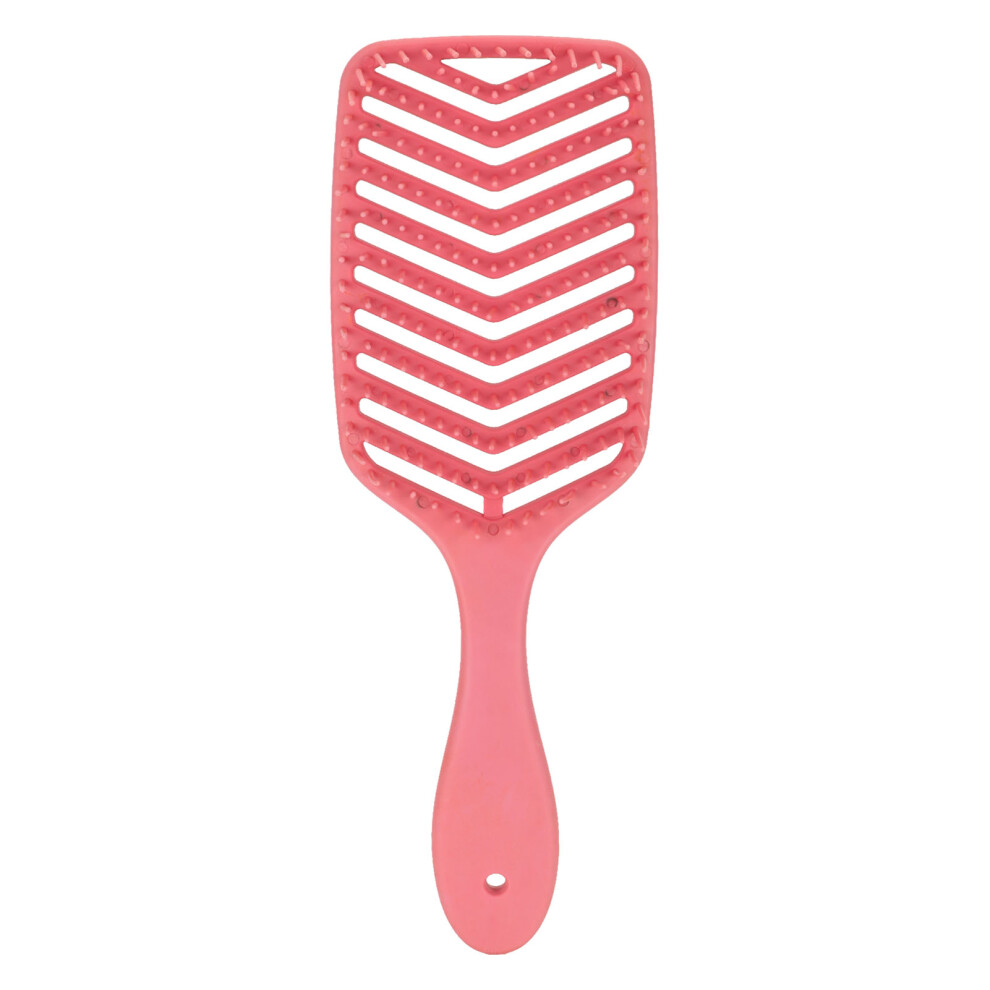 Unisex Red (Rose ) Hollow Hair Brush Detangling Wet Dry Use Fast Blow Drying Curved Comb
