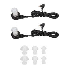 (Black) 2-pin gehoorapparaatkabel met vleeskleurige oordop