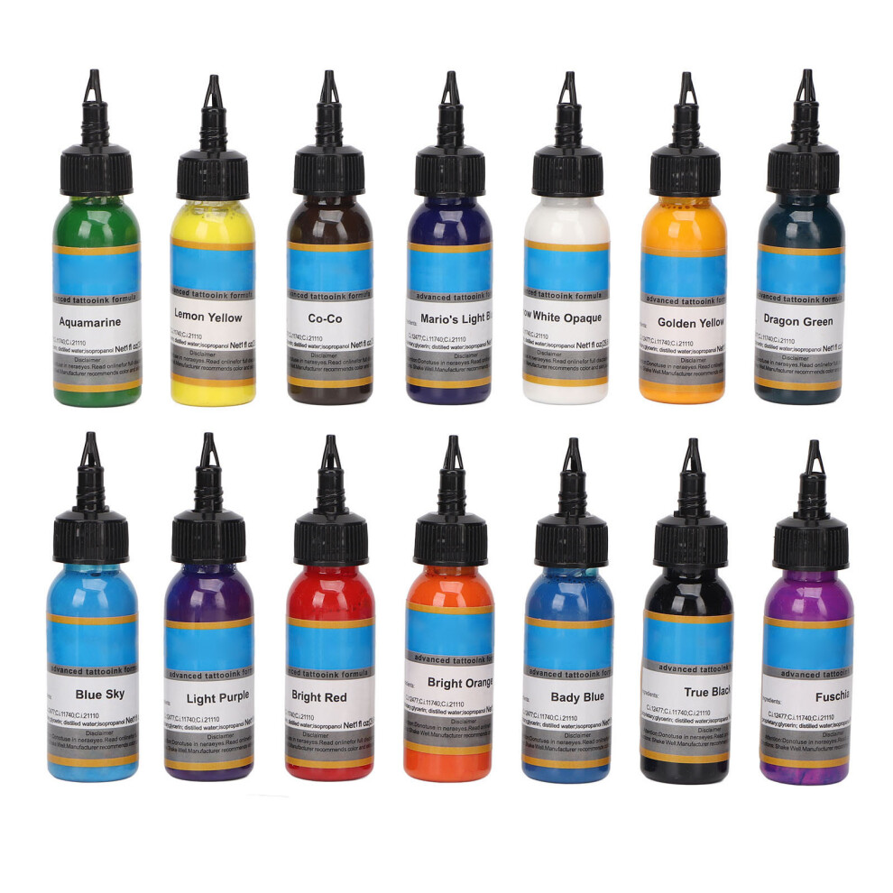 14pcs Tattoo Ink Set 14 Colors Bottle Pigment Kit Original Supply