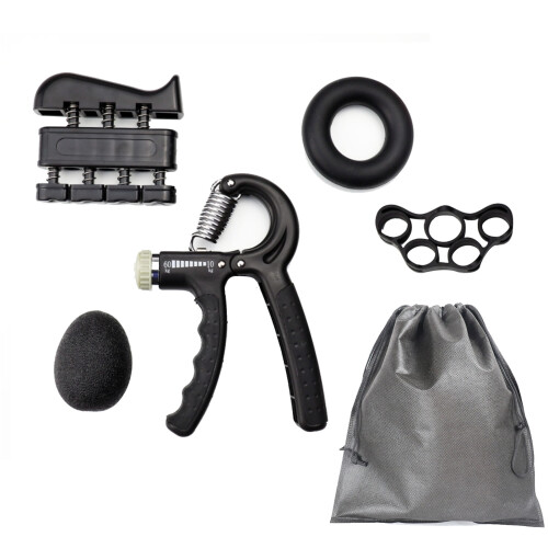 5x Einstellbarer Silikon-Handkrafttrainer schwarz