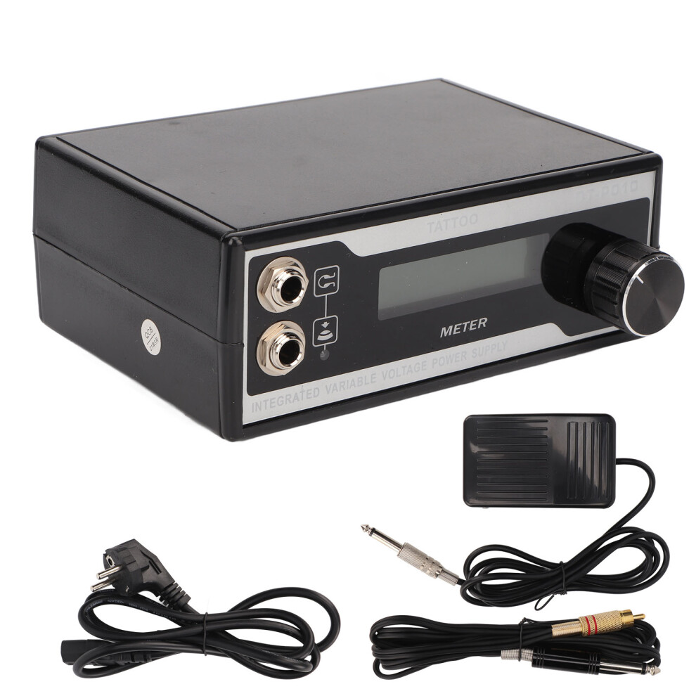 (Eu Plug) Tattoo Power Supply Kit Digital Led Voltage Display Foot Pedal 461605464589