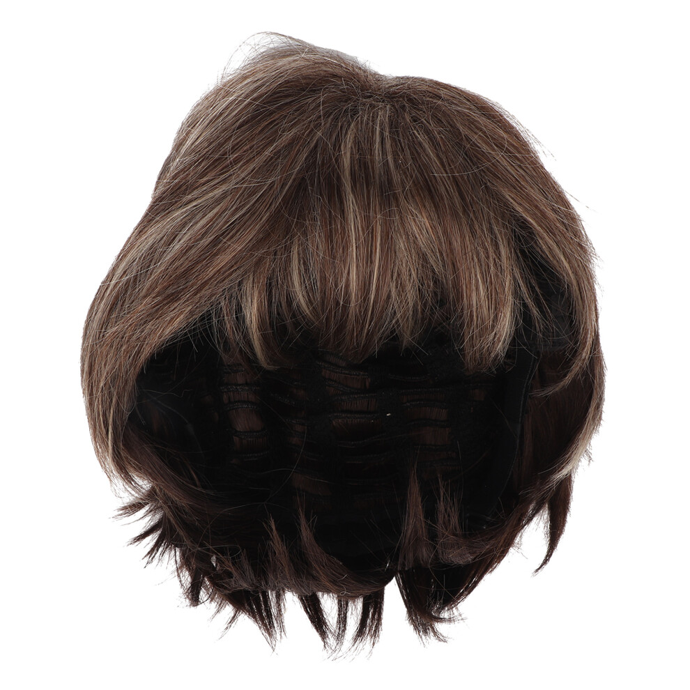 Unisex Short Straight Wig With Bangs Heat Resistant Synthetic For Women