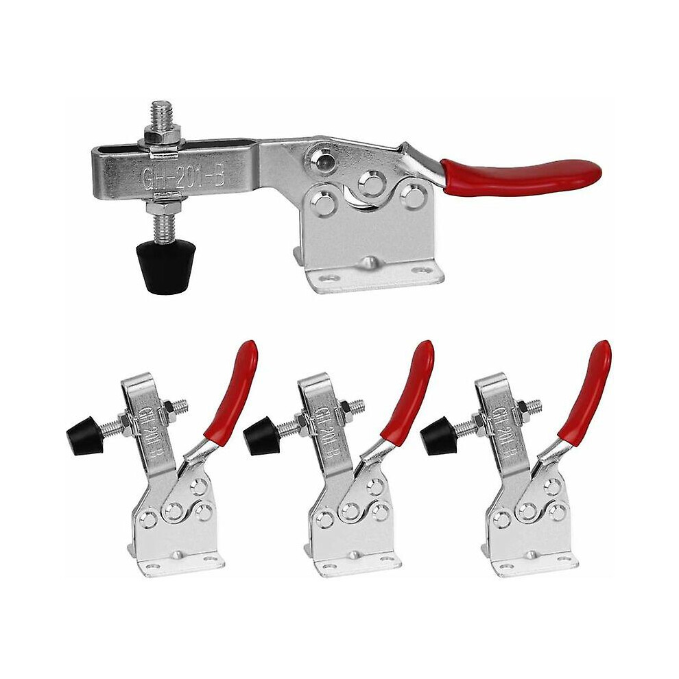 Kikidex (As Show, One Size) Set Of 4 Vertical Clamping Toggle Clamps With Horizontal Base, Load Capacity 90 Kg