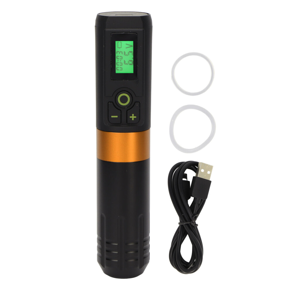 Black/Yellow ( Yellow) Wireless Rotary Tattoo Pen Led 2000Mah Rechargeable Red