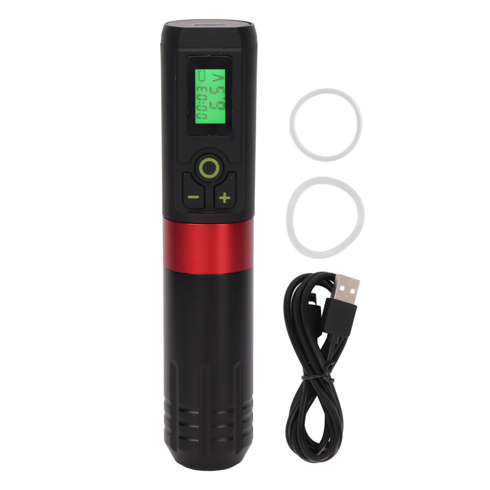 Black/Red ( Red) Wireless Rotary Tattoo Pen Led 2000Mah Rechargeable
