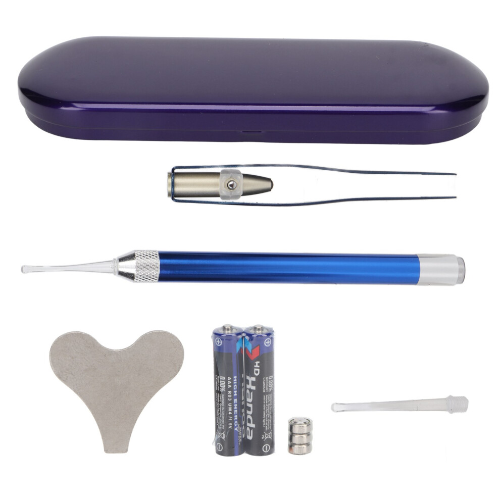 Light/Blue Led Earpick Tweezers Stainless Steel Wax Removal Set