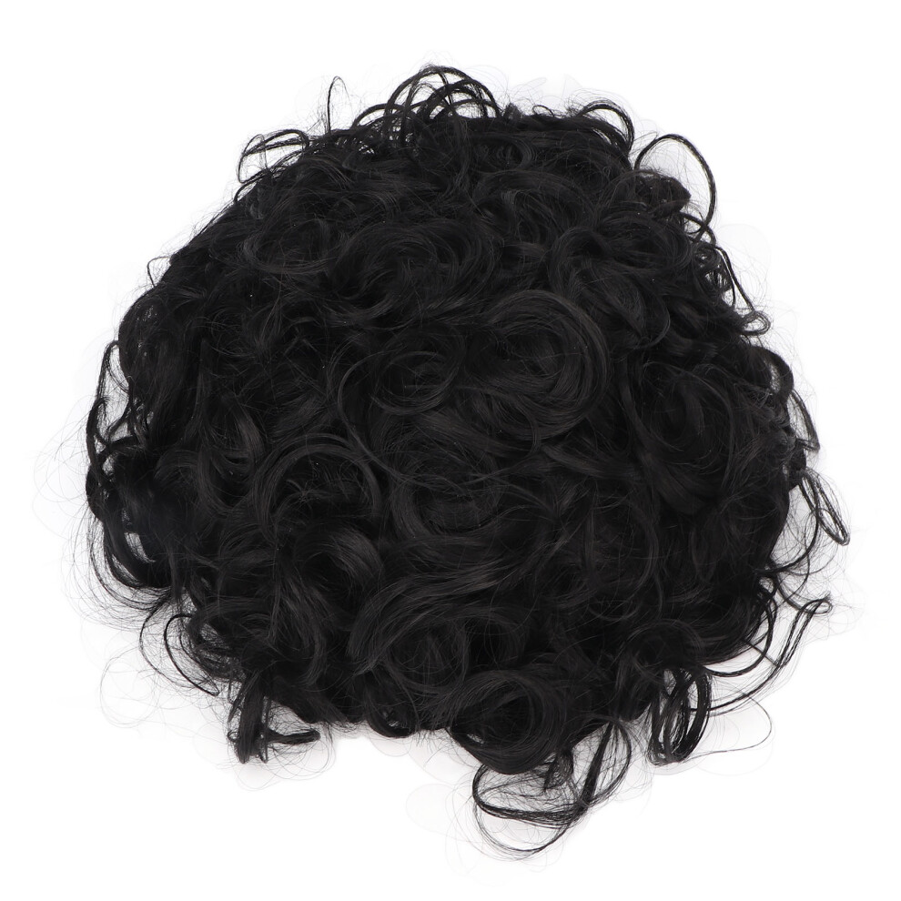 Unisex Black Wavy High Temp Synthetic Curly Short Wig For Women