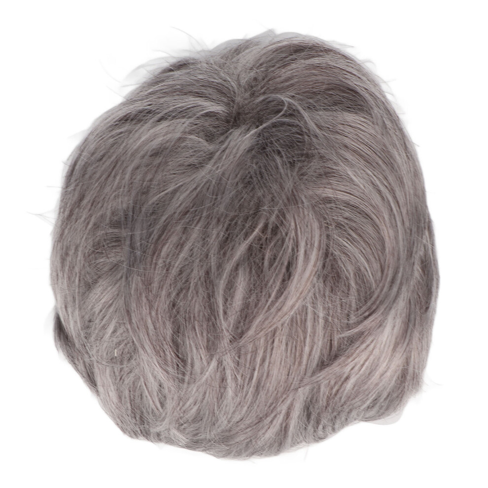Men Gray Short Wig Heat Resistant Synthetic Adjustable Layered