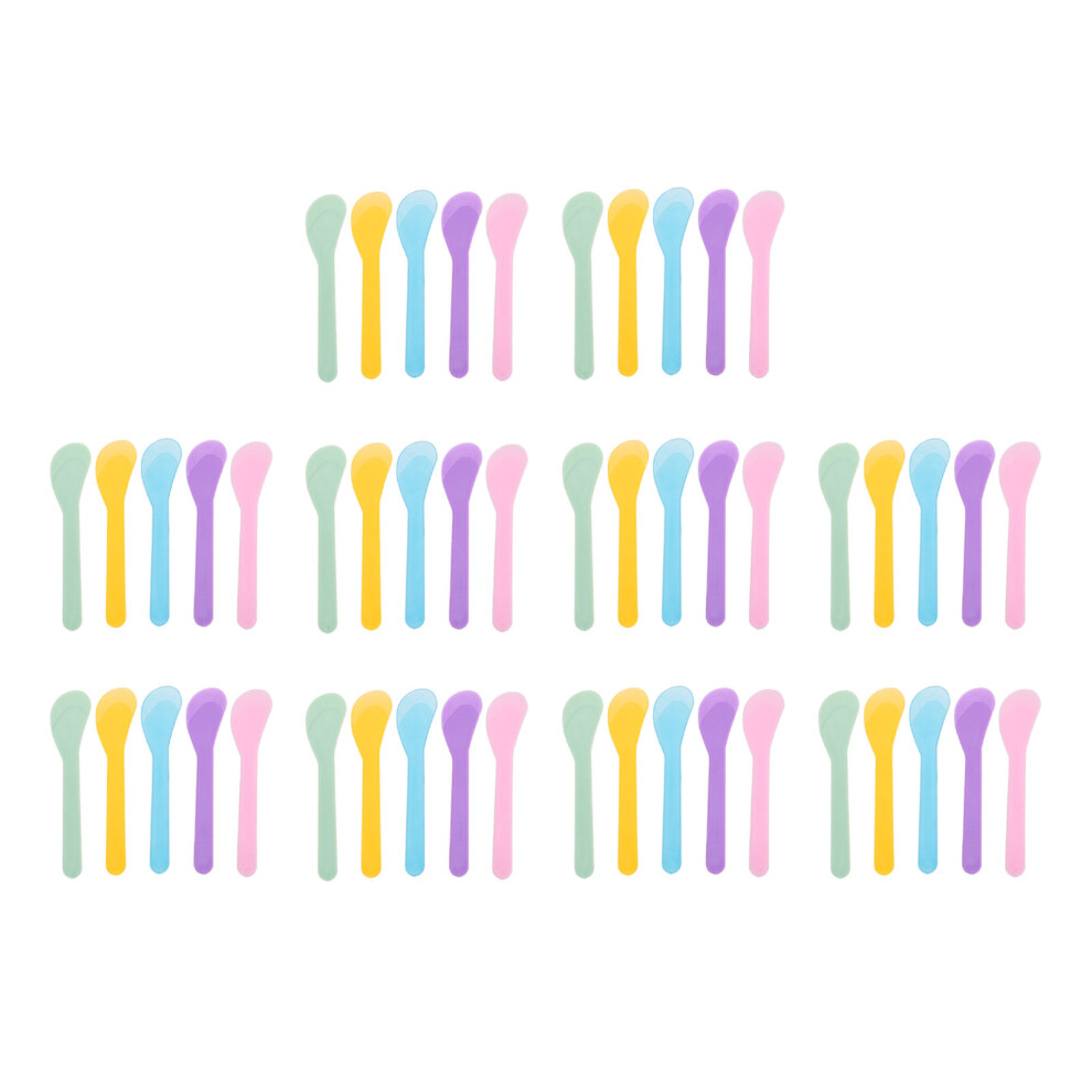 50Pcs Disposable Cosmetic Spatula Frosted Tip Mixed Color