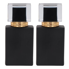 2x Glas-Sprayparfümflaschen, 30ml, goldene Düse, schwarz