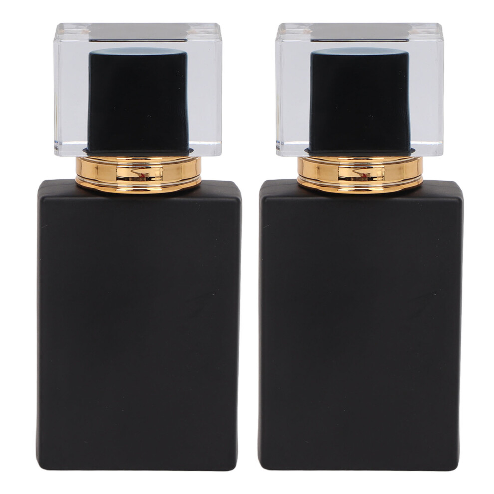 Golden/Black 2Pcs Glass Spray Perfume Bottle Leakproof Nozzle 30Ml