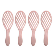 4Pcs Curved Vented Hair Brush Professional Soft Needle Pink