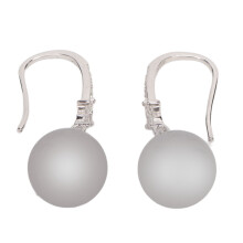 Energy Healing Stone Earrings Round Ball Silver Fish Hook Dangle