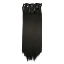 (Black) Schnapp-Haarpin 24 Zoll 16 Clips synthetisch braun leicht