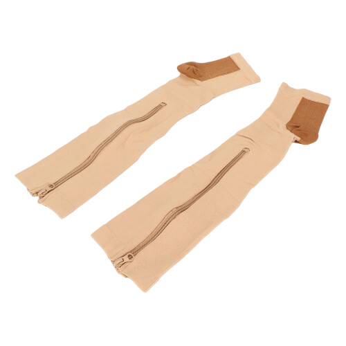 (XXL) 2Pcs High Stretch Zipper Compression Socks 1