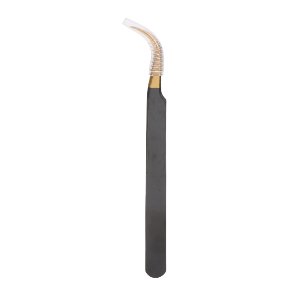 Gold (Curved Tweezers) Stainless Steel Eyelash Tweezers Volume False Lashes Curved