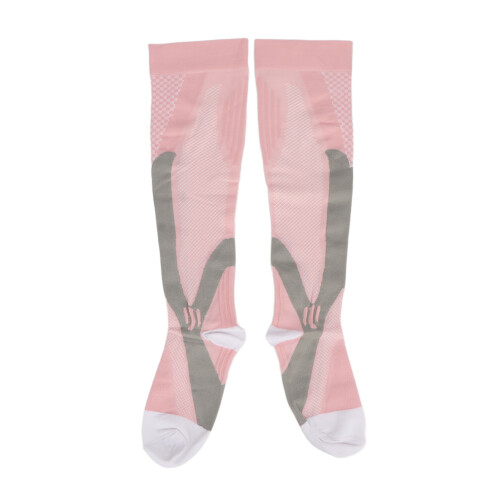 (Pink) Compression Socks Elastic Breathable Running Soccer Pink