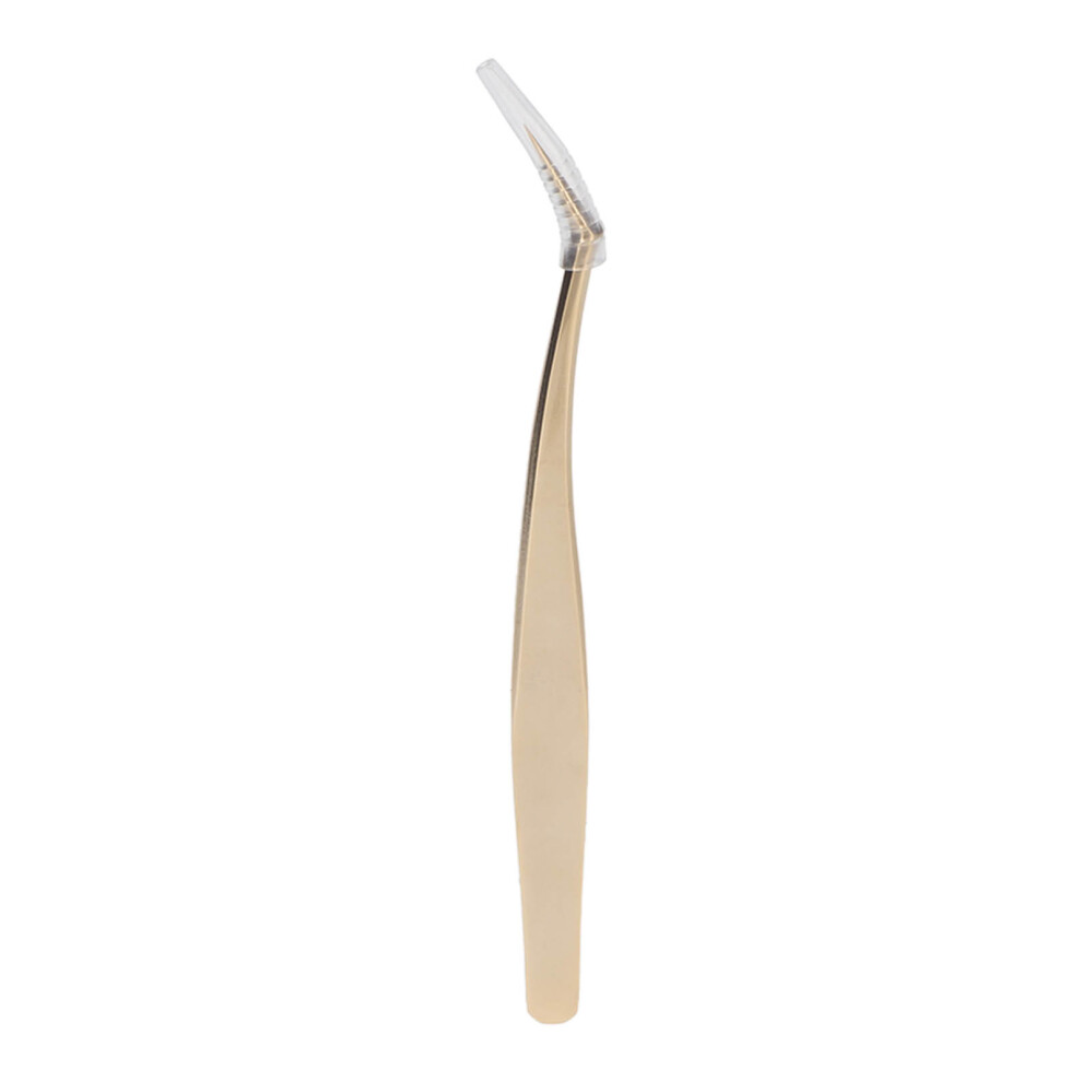 Golden (Long Curved Tweezer) Eyelash Tweezer Stainless Steel Precision Long Curved