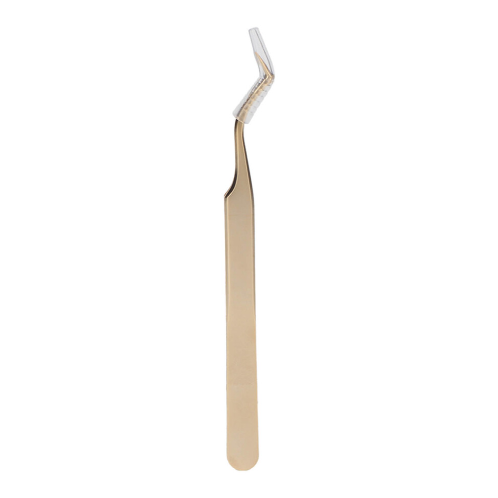 Golden (S Curved Tweezer) Eyelash Tweezer Stainless Steel Precision Long Curved
