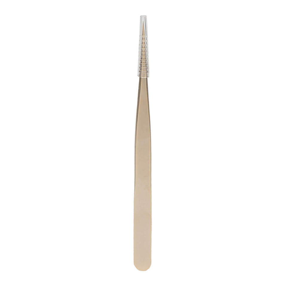 Golden (Straight Tweezer) Eyelash Tweezer Stainless Steel Precision Long Curved