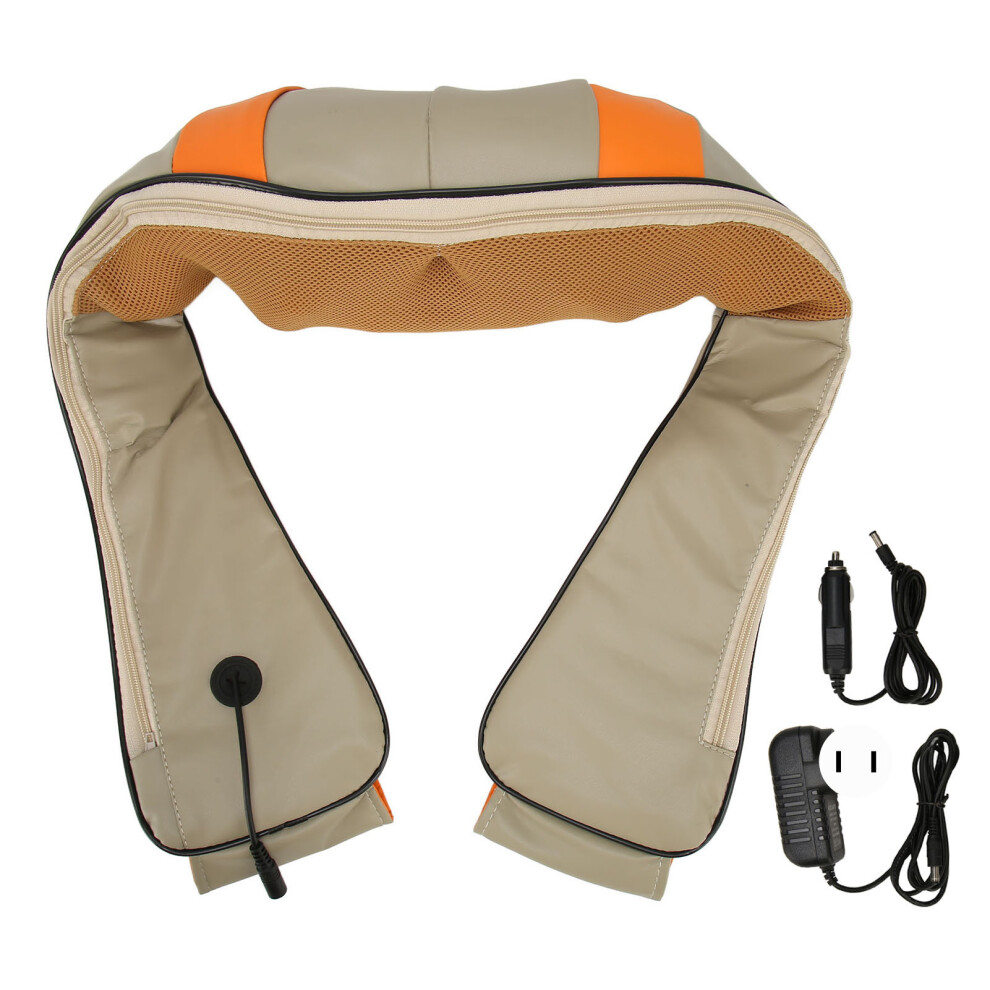 (US Plug) Neck Shoulder Massager Heating U Shaped Pillow 100-240V EU Plug