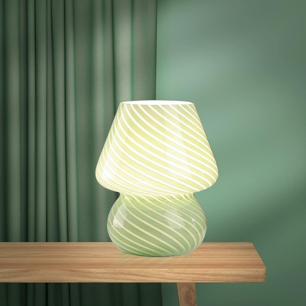 Kikidex (As Show, One Size) Mushroom Bedside Lamp, Bedroom Glass Night Light, Bedside Lamp, Bedroom Bedside Lamp Night Light Gifts For Family Friends (Green)