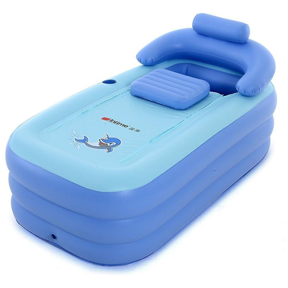 Kikidex (As Show, One Size) Intimate Foldable Inflatable Adults Warm Bathtub, Children Inflatable Swimming Pool, Blue