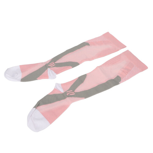(Pink) Compression Socks Elastic Breathable Running Soccer Pink 2