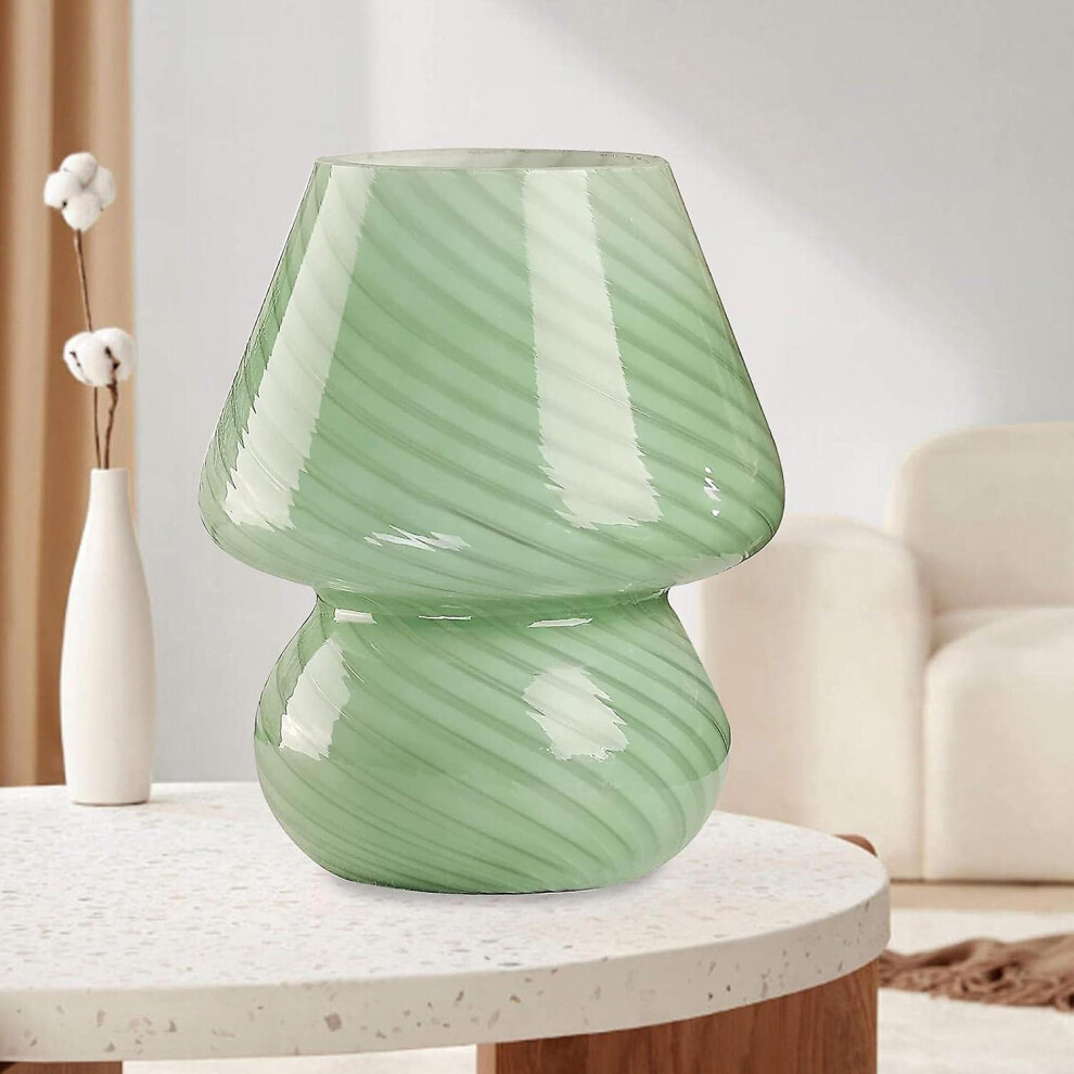 Kikidex (As Show, One Size) Mushroom Bedside Lamp, Bedroom Glass Night Bedside Lamp, Bedroom Bedside Lamp Night Lamp(Green) Light/Green