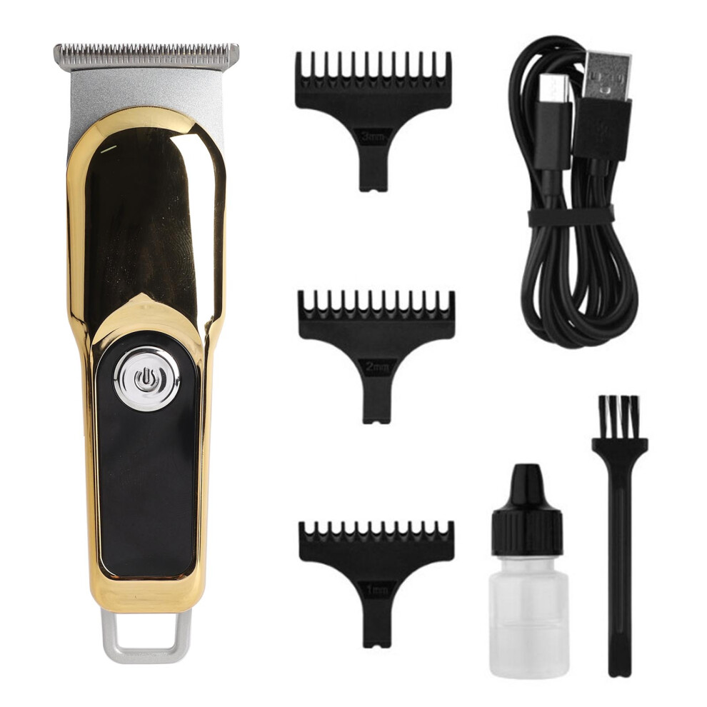 Gold Metal Hair Clipper Lightweight Electric Trimmer 600Mah