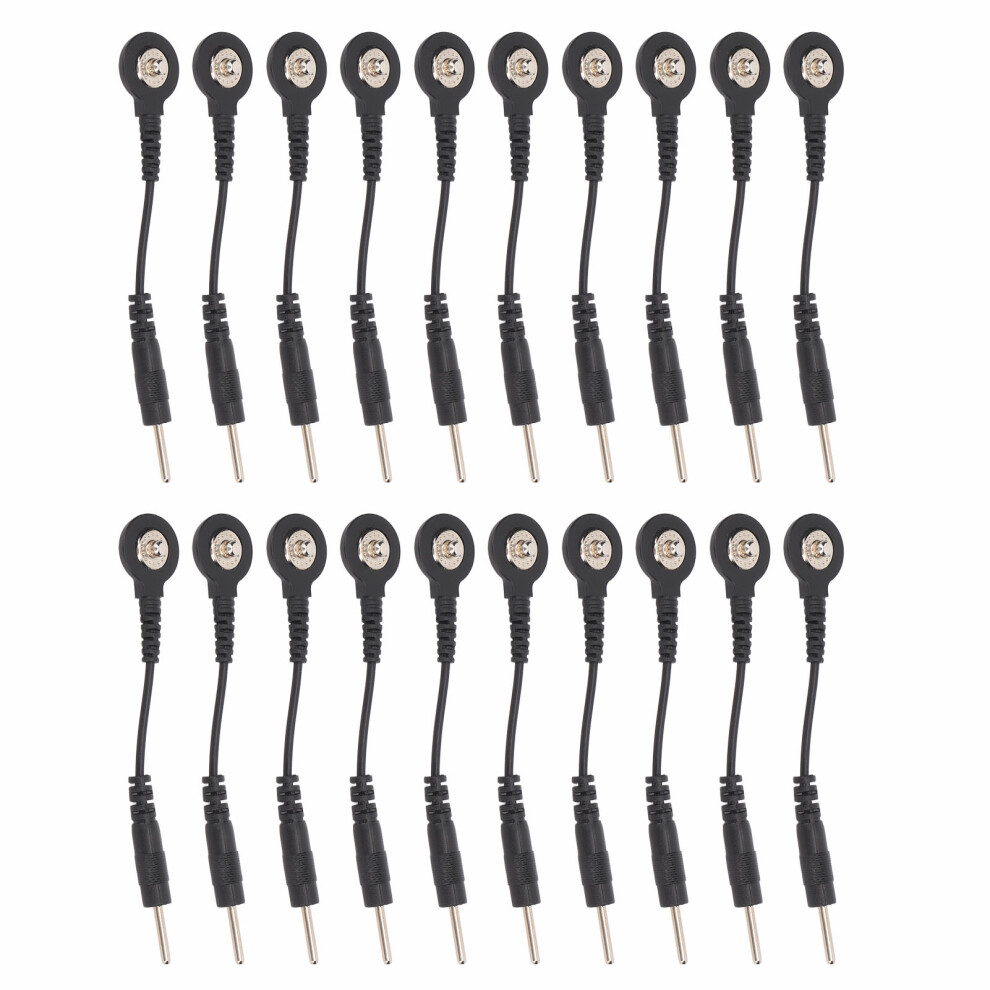 Black 20Pcs Snap Electrode Wires For Tens Machine 2 Inch