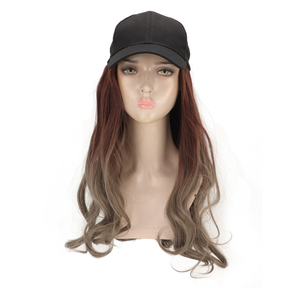 Unisex Brown Women Adjustable Synthetic Wavy Wig Dark Gradient Aoki Gray