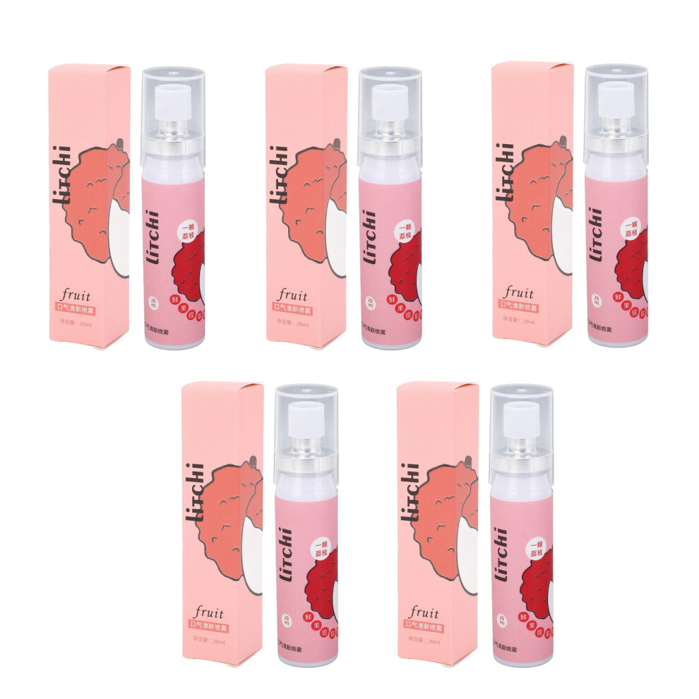 5PCS Bad Breath Oral Spray Lychee 20ml Non Irritating