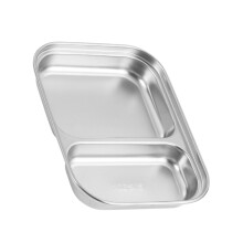 stainless steel food plate with two grids for serving meals