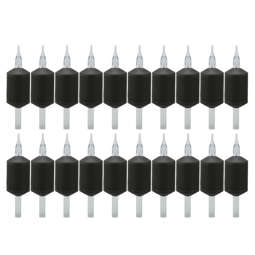 Black 20Pcs 30Mm 5Rt Silicone Tattoo Handle Grip