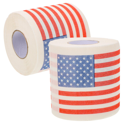 2 Amerikanska Flaggan Tissuepapper Badrumstoalettpapper