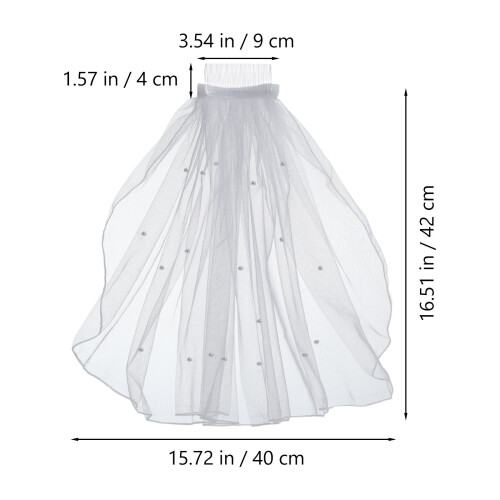 Tulle Brudslöja Pärlor Hårkam För , Blomsterbarn 2