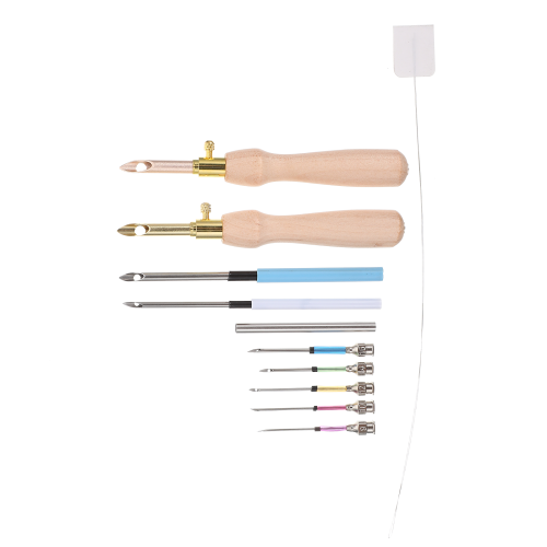 1Set Practical Embroidery Punch Needle DIY Sewing Tool Wooden Handle