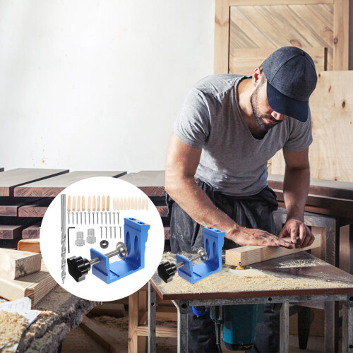 Set Pocket Hole Jig 15 Borriktare Hål 2