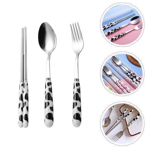 1 Set Keramikhandtagssked Stålchopsticks 1