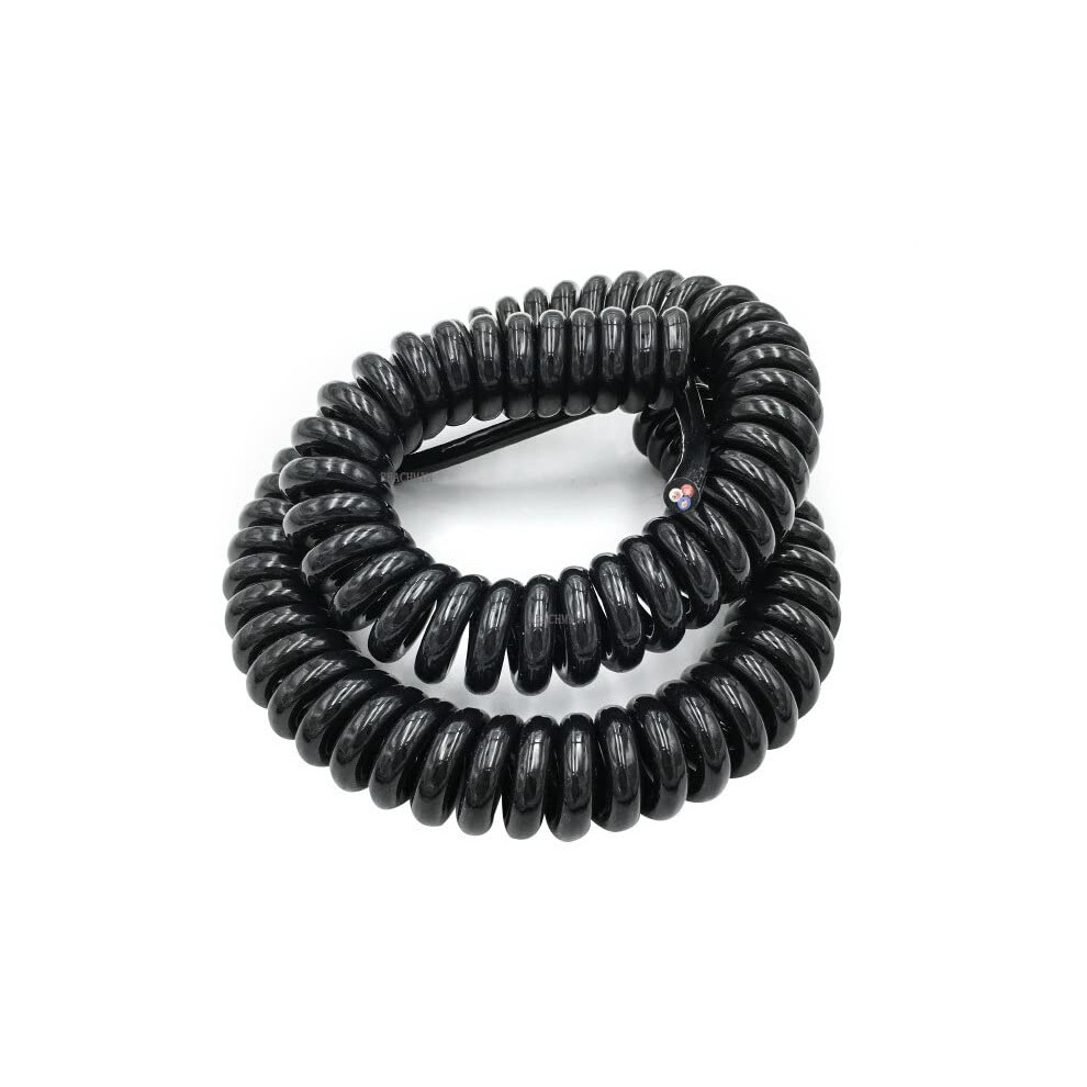 Spring Cable 2.5M 3-Core Spiral Wire Electric Cable 24Awg 14Awg 17Awg 20Awg 0.2-2 Sqmm Power Cord Extensible Wire Black 9105992823826