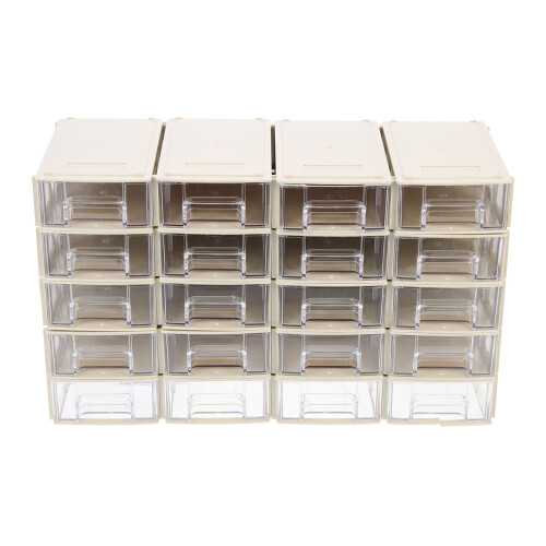 20Sets Beige DIY Component Drawers Plastic Tool Storage Boxes