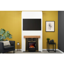 Acantha Pre-Built Stove Media Wall 1 with Keston Electric Stove in Bla
